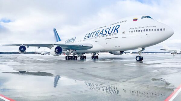 The Venezuelan EMTRASUR cargo Boeing 747-300 in Ezeiza airport (Argentina), June 6, 2022. File photo.