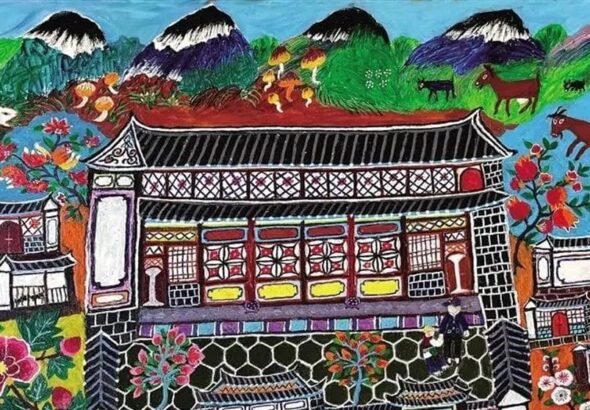 Wang Bingxiu of the Shuanglang Farmer Painting Club (Dali Bai Autonomous Prefecture, China), Untitled, 2018. Photo: Tricontinental.