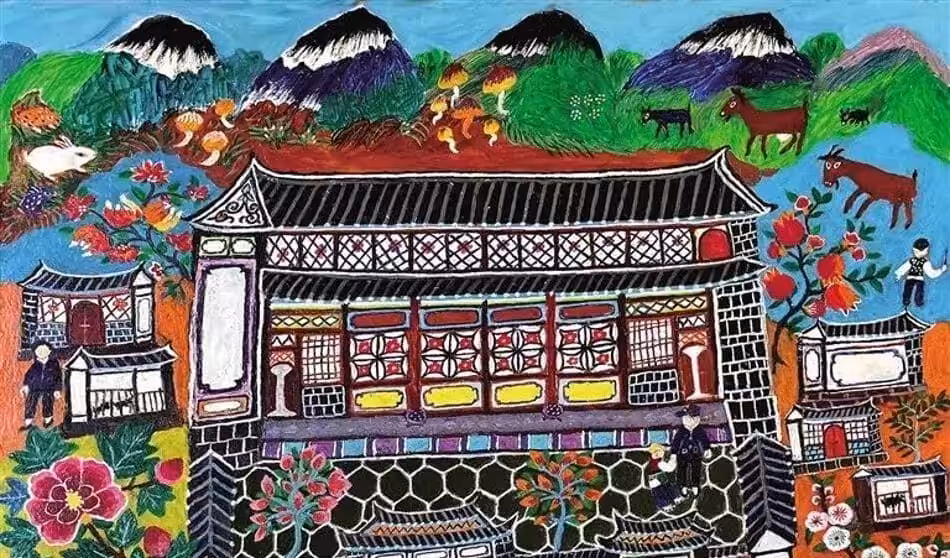 Wang Bingxiu of the Shuanglang Farmer Painting Club (Dali Bai Autonomous Prefecture, China), Untitled, 2018. Photo: Tricontinental.