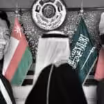 Photo composition showing US president, Joe Biden and Chinese President Xi Jinpin with a background of Arab countries flags. Photo: The Cradle.