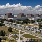 A view of the Zaporozhye nuclear power plant, in Energodar, currently under Russian control and experiencing shelling by Ukrainian Armed Forces. Photo: Dmytro Smolyenko.