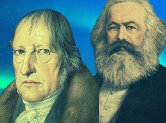 Photo composition by Georg Wilhelm. Friedrich Hegel (left) and Karl Marx (right). Photo: Midwestern Marx.
