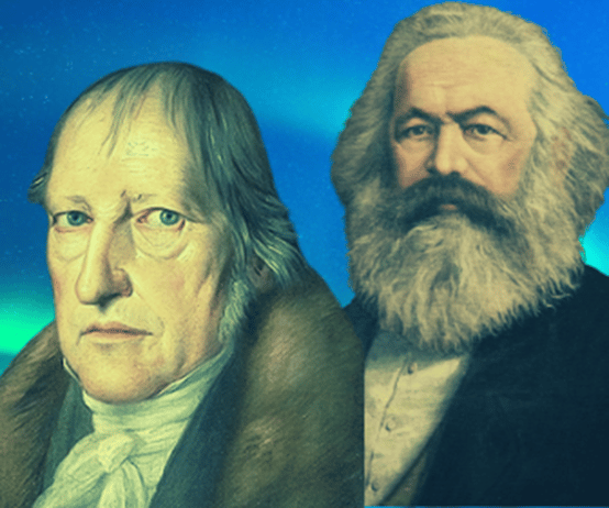 Photo composition by Georg Wilhelm. Friedrich Hegel (left) and Karl Marx (right). Photo: Midwestern Marx.