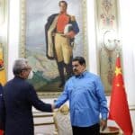 Venezuelan President Nicolás Maduro shakes hands with Chinese Foreign Ministry's General Director for Latin America and the Caribbean Cai Wei at Miraflores Palace, Caracas, on Tuesday, August 2. Photo: Presidential Press.