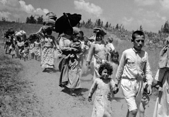 Palestinians being expelled from their homes in 1948. Photo: Al-Haq.