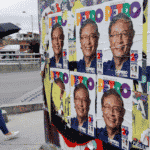 Election posters of Gustavo Petro, the new president of Colombia. Photo: Mauricio Dueñas Castañeda/EFE.