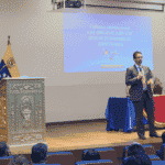 Venezuela’s Ambassador in Bolivia, César Trómpiz, at the UMSA university in La Paz. Photo: Kawsachun News.