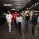 Vice President Delcy Rodríguez visits stations along Line 1 of the Caracas metro system.