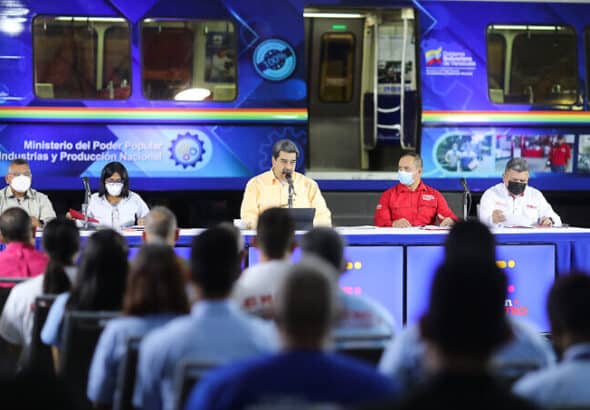 President Maduro launches a comprehensive plan for the recovery of the Caracas Metro, at an event in the workshops of the Caracas Metro. Photo: Presidential Press.