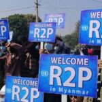 Opposition supporters demand the implementation of the Responsibility to Protect Doctrine in Myanmar. Photo: Twitter.