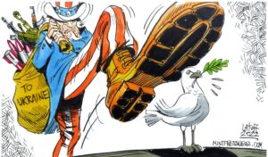 Cartoon depicting US Imperialism and how it destroys peace. File photo.