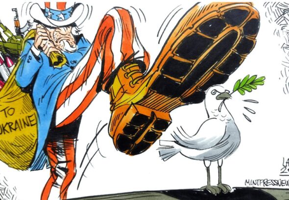 Cartoon depicting US Imperialism and how it destroys peace. File photo.