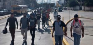 Construction workers in Honduras marched to the existing U.S. embassy from the site of the new embassy, where they've been on strike since early July. Photo from @AdriennePine> on Twitter.