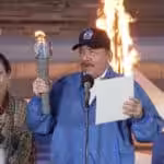 Nicaraguan president Daniel Ortega and vice president Rosario Murillo at the September 14 celebration in Managua. Photo: Twitter/@Canal2Nicaragua.