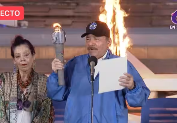 Nicaraguan president Daniel Ortega and vice president Rosario Murillo at the September 14 celebration in Managua. Photo: Twitter/@Canal2Nicaragua.