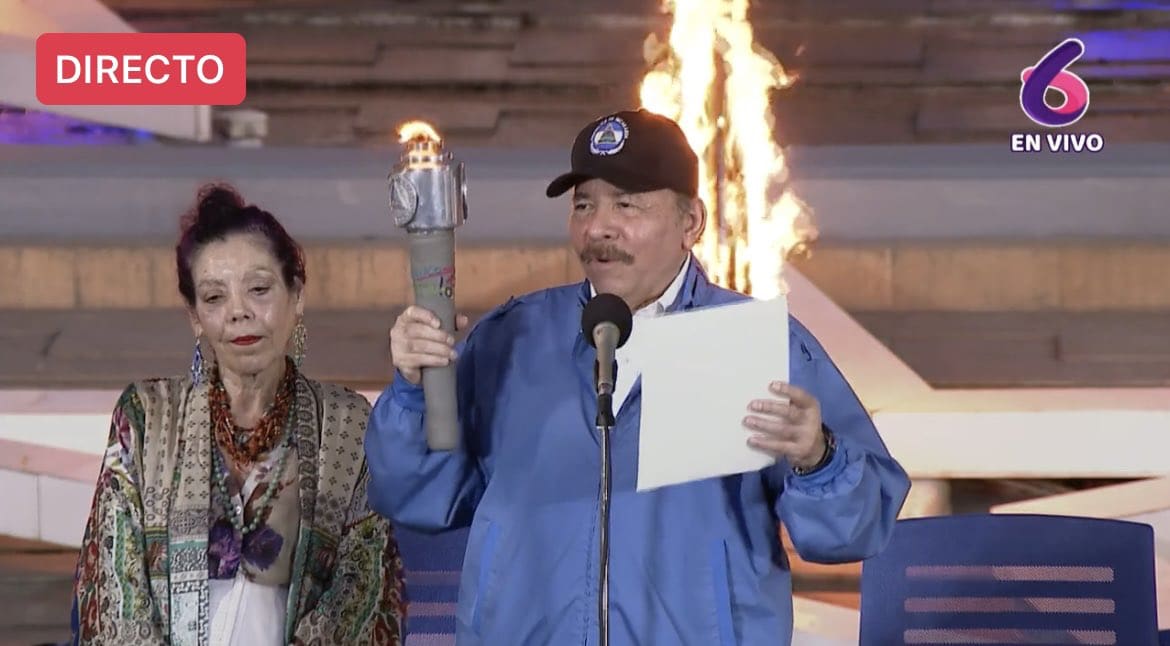 Nicaraguan president Daniel Ortega and vice president Rosario Murillo at the September 14 celebration in Managua. Photo: Twitter/@Canal2Nicaragua.