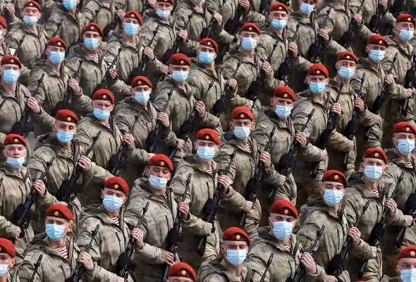 Russian soldiers in a military parade in Moscow. Photo: Vitaly V. Kuzmin.