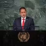 Venezuelan Foreign Minister Carlos Faría reading the message of President Nicolás Maduro at the 77th UN General Assembly. Photo: UN Press.
