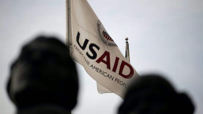 The USAID flag. Photo: Graeme Sloan/SIPA USA.