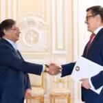The president of Colombia, Gustavo Petro receives the ambassador at the Palacio de Nariño. File photo.