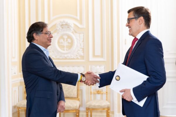 The president of Colombia, Gustavo Petro receives the ambassador at the Palacio de Nariño. File photo.