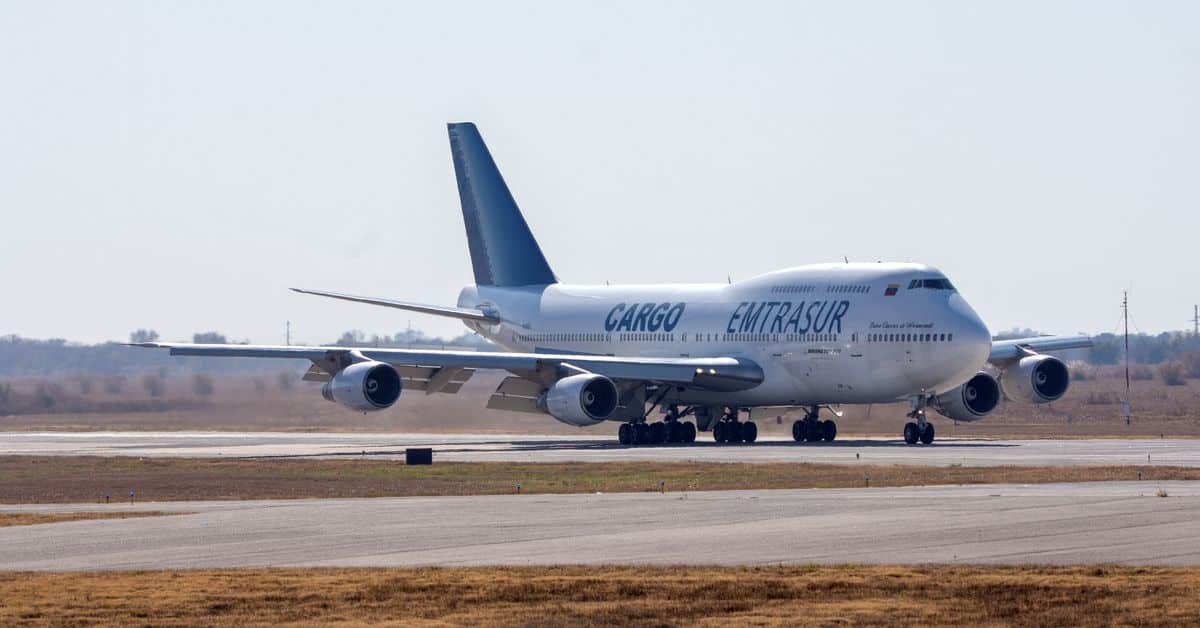 The Venezuelan EMTRASUR Boeing 747-300 cargo plane in Ezeiza airport (Argentina), June 6, 2022. Photo: Reuters.