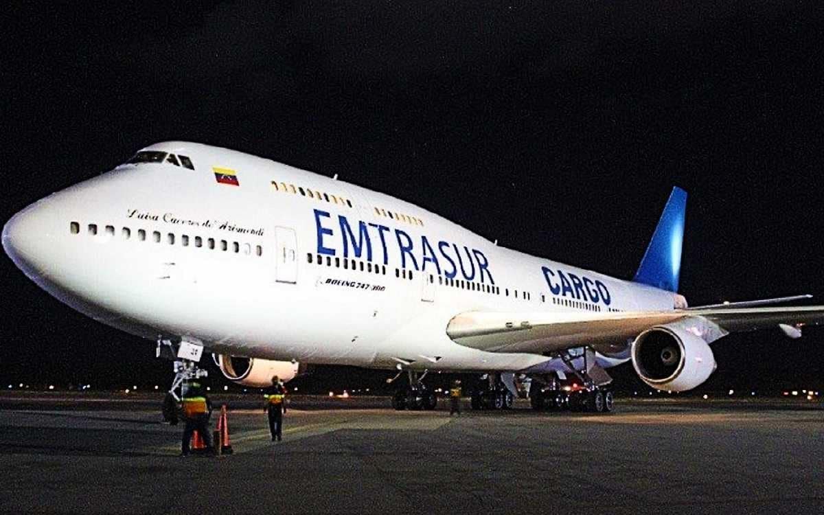 EMTRASUR cargo plane on a runway at night. File Photo.