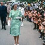 Queen Elizabeth II in Barbados on November 1, 1977. Photo: Anwar Hussein/Getty Images.
