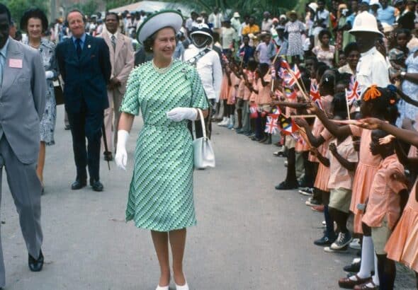 Queen Elizabeth II in Barbados on November 1, 1977. Photo: Anwar Hussein/Getty Images.