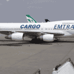 A Venezuelan-owned Boeing 747, operated by Venezuela's state-owned Emtrasur cargo line, taxis on the runway after landing in the Ambrosio Taravella airport in Cordoba, Argentina, June 6, 2022. Photo: AP.