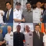 Leonard Glenn Francis (aka "Fat Leonard") photographed with several US Navy officers. Photo: The Washington Post.