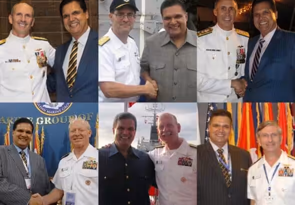 Leonard Glenn Francis (aka "Fat Leonard") photographed with several US Navy officers. Photo: The Washington Post.