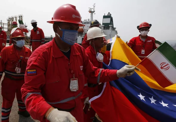 In May, Venezuela celebrated the arrival of five Iranian tankers delivering badly needed fuel to alleviate shortages in Caracas. Photo: Ernesto Vargas/AP Photo.