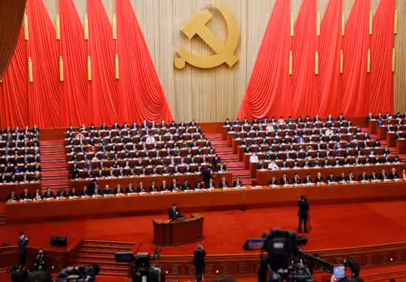 Chinese President Xi Jinping speaks during the opening ceremony of the 20th National Congress of the Communist Party of China, at the Great Hall of the People in Beijing, China October 16, 2022. Photo: Reuters/Thomas Peter.