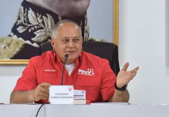 Diosdado Cabello, vice president of the United Socialist Party of Venezuela (PSUV), speaks during a press conference. File photo.