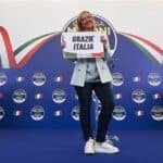 Giorgia Meloni standing on a stage: Photo: EFE.