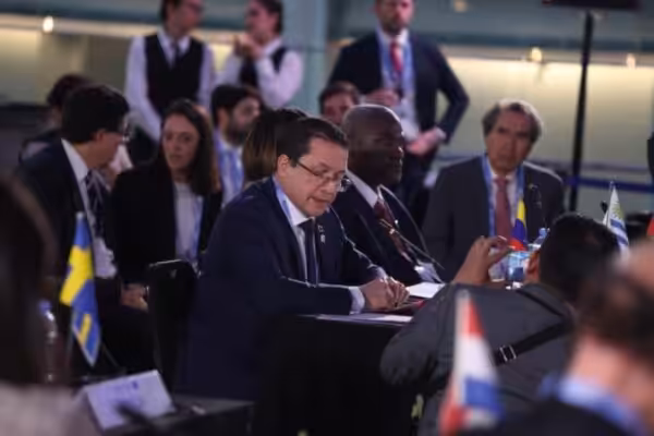 Venezuelan Foreign Minister Carlos Faría at the 3rd CELAC–EU Foreign Ministers Meeting in Buenos Aires. Photo: Twitter/Fariacrt.