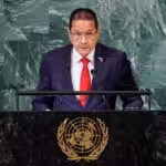 Venezuelan Foreign Affairs Minister Carlos Faría giving his speech at the 77th United Nations General Assembly. Photo: UN News.