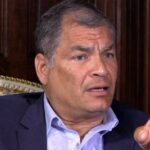 Former president of Ecuador, Rafael Correa, during his interview with Declassified UK. Photo: Phil Miller/Declassified UK.