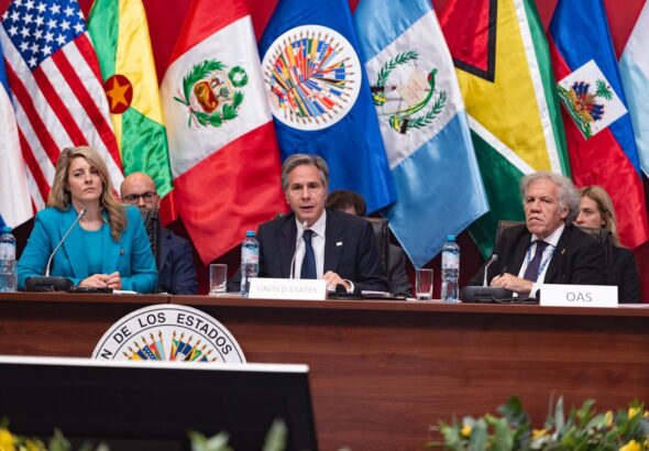 Antony Blinken and Luis Almago discuss so called "Human Rights" during the OAS meeting.