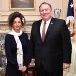 Self-proclaimed leader of the Iran protests Masih Alinejad meeting with former CIA director Mike Pompeo in 2019. Photo: US State Department.