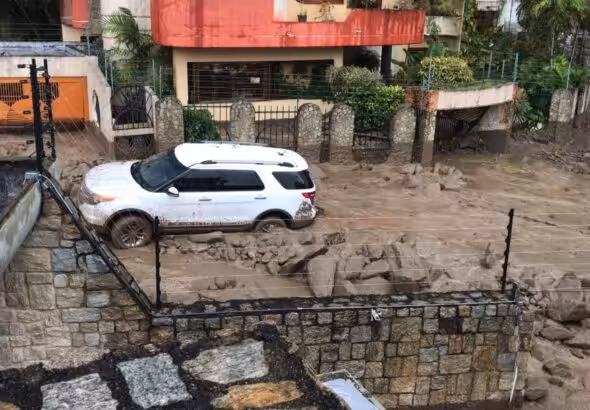 Residential area affected by flash floods in Las Delicias, Maracay, Aragua state, on Monday, October 17, 2022. Photo: Twitter.