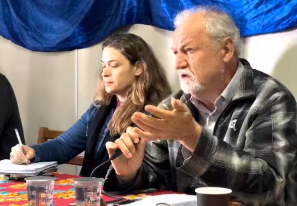 João Pedro Stedile gives a presentation to an audience of Latin American journalists in São Paulo. September 29, 2022. Photo: Kawsachun News.