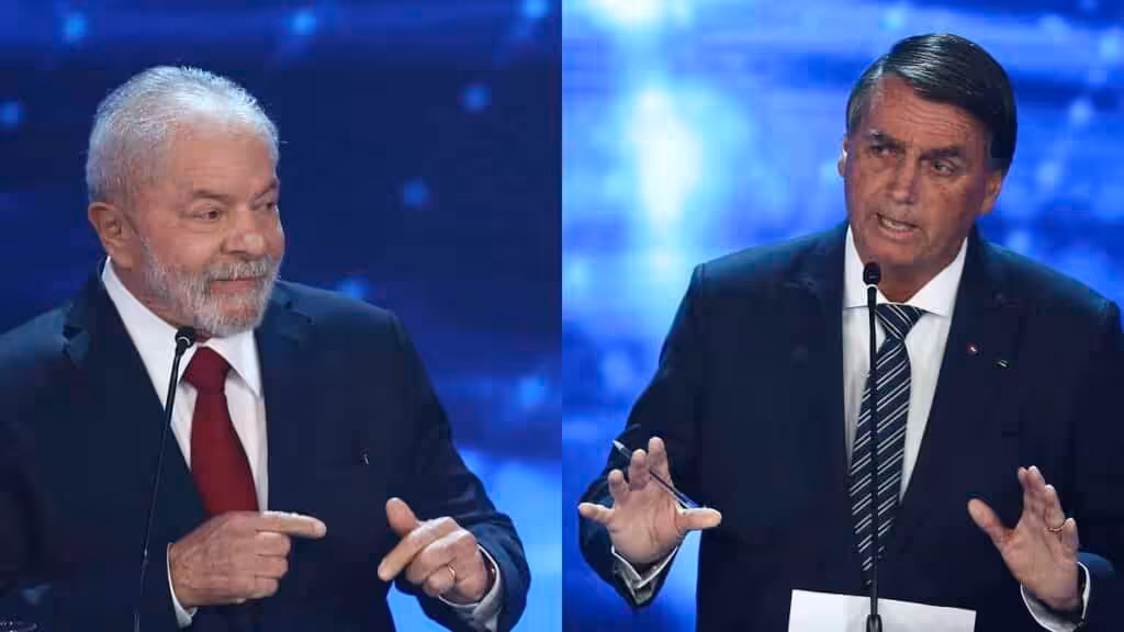 Lula da Silva (left) and Bolsonaro (right) during their televised debate before the second round of the presential election in Brazil. Photo: AFP.