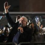 Former president of Brazil and candidate of Workers' Party (PT) Luiz Inacio Lula da Silva speaks to supporters at the end of the general election day at Paulista avenue on October 2, 2022 in São Paulo, Brazil. Photo: Rodrigo Paiva/Getty Images.