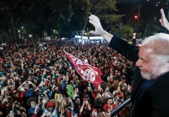 Thousands came out to Avenida Paulista in downtown São Paulo on Saturday night to celebrate Lula’s record performance in the first-round 2022 Brazilian presidential election. File photo.