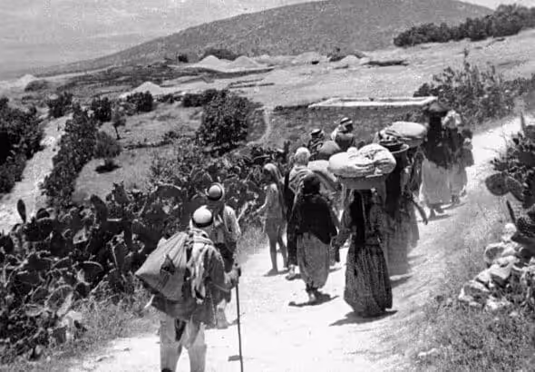 Palestinian refugees were forced by Zionist militias to flee their homes during the 'Nakba' - The Catastrophe - of 1948 . File photo.