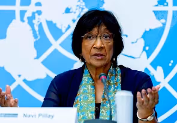 Navanethem Pillay, chair of the U.N. Independent International Commission of Inquiry on the Occupied Palestinian Territory, including East Jerusalem and Israel, briefing eporters on June 14 on the commission’s first report. Photo: U.N./Jean Marc Ferré.