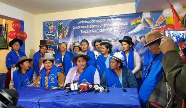 Press conference held by the Bartolina Sisa movement, January 10, 2022. Photo: BartolinaSisa.org/File photo