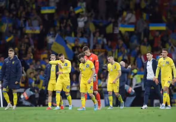 The Ukrainian team leaves the field after losing to Scotland in a Nations League match on Wednesday, September 21, 2022 (Photo: AP)